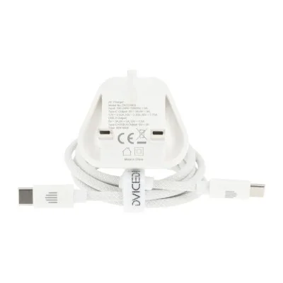 Dviced Wall charger, cable 35W GaN 1 USB-A 1 USB-C UK white